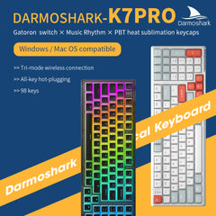 Darmoshark K7 Pro Trio-mode Mechanical Gateron switch  RGB gaming  Keyboard  & Aluminum alloy bottom