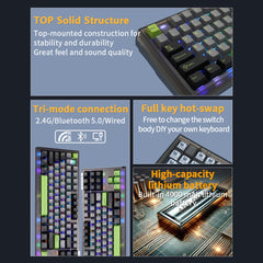 Darmoshark TOP87 Trio-mode Mechanical  RGB gaming Keyboard With Top Mount structure