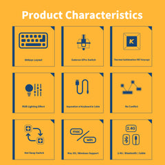 Darmoshark K7 Pro Trio-mode Mechanical Gateron switch  RGB gaming  Keyboard  & Aluminum alloy bottom