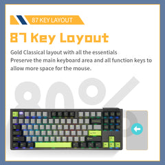 Darmoshark TOP87 Trio-mode Mechanical  RGB gaming Keyboard With Top Mount structure